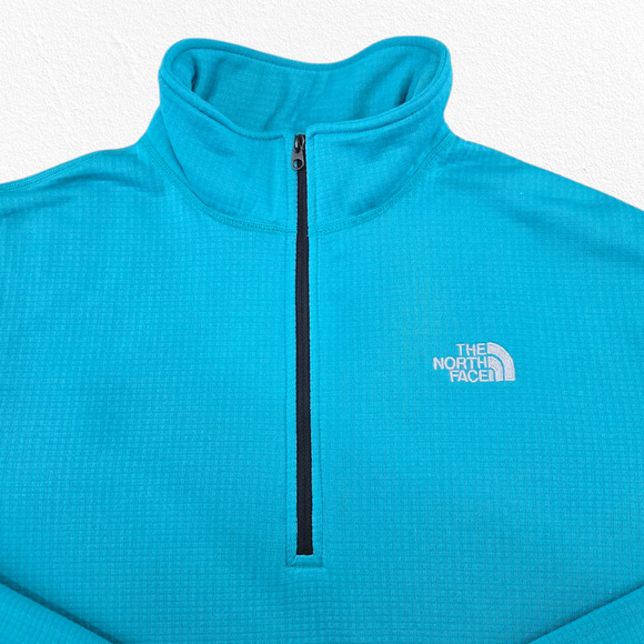 The North Face Turquoise Blue TKA Glacier Quarter Zip Fleece Pullover Size Large - Picture 3 of 9